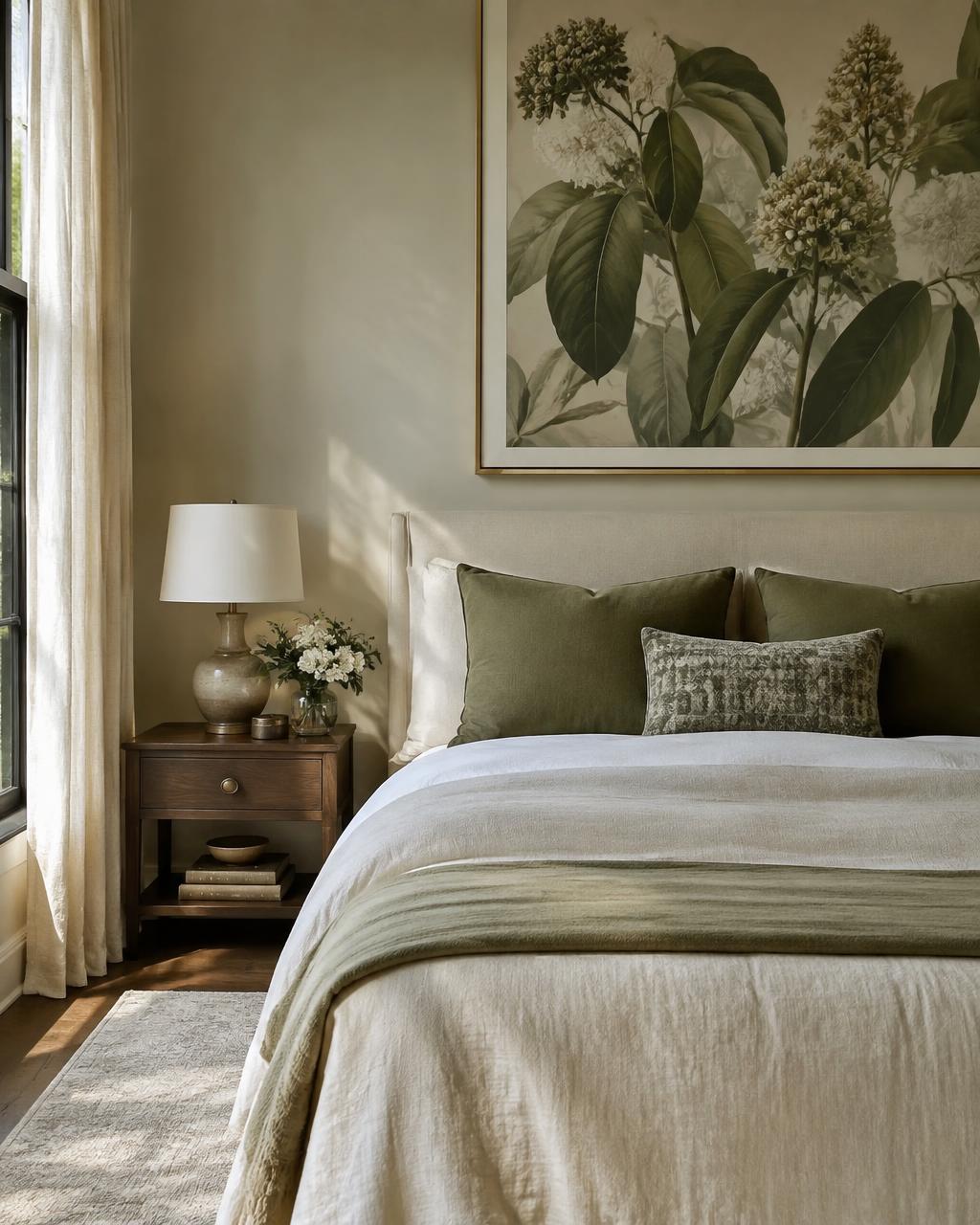 Wall art styled in a bedroom