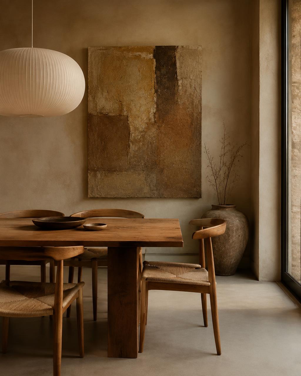 Wall art styled in a dining room